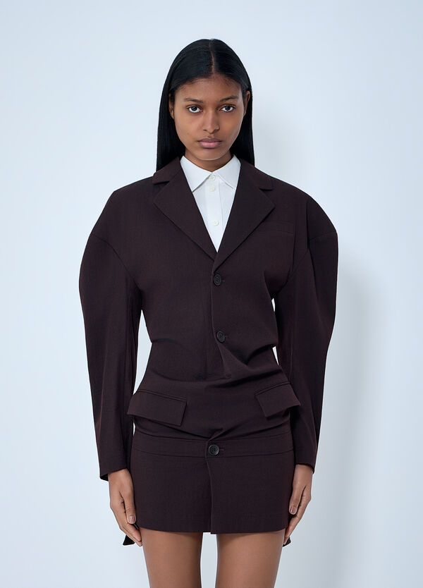Issey Miyake Tailored Blazer Mini Dress Brown ism0263003